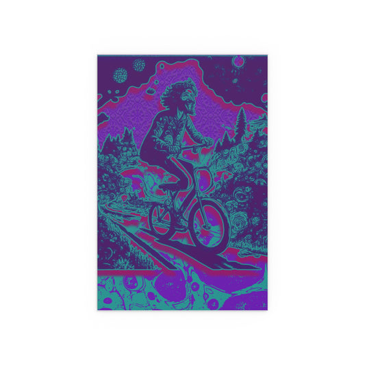 Colorful Bike Ride Acid Trip Bicycle Day Indoor and Outdoor Silk Poster